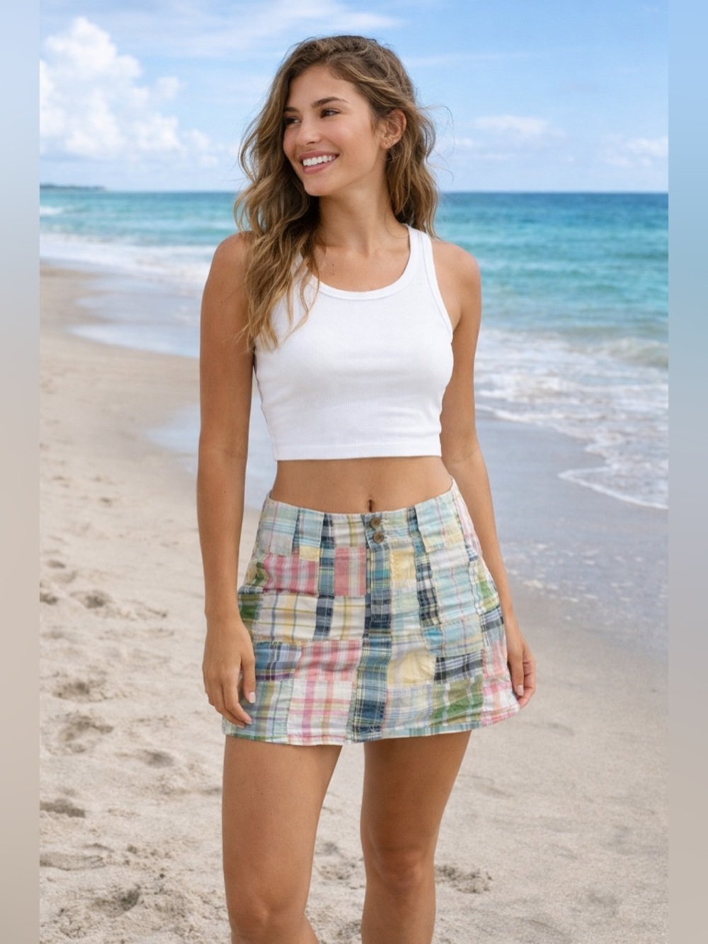 Tailor Vintage NWT 2 Short Patchwork Madras Plaid Skirt Retro Y2K Cottagecore